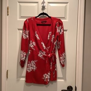 Abercrombie and fitch long sleeve red romper. Size Small